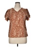 Unbranded 100% Polyester Animal Print Brown Short Sleeve Blouse Size XL - photo 1