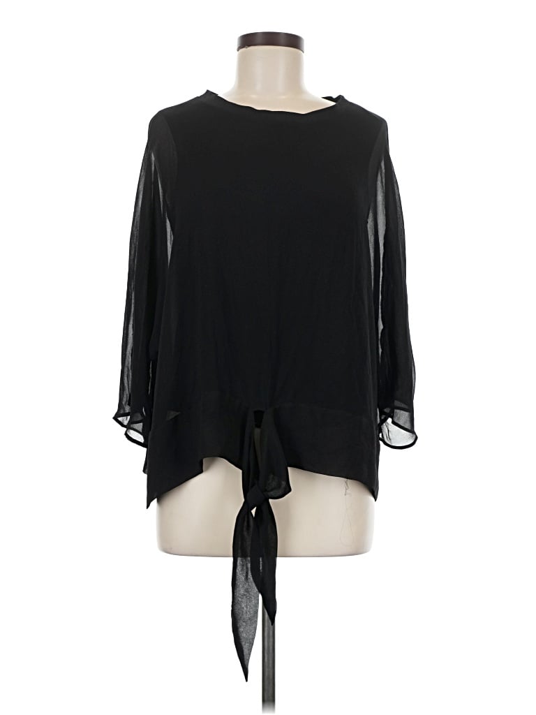 Pre-owned Zara 3/4 Sleeve Blouse In Black