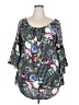 Fig and Flower 100% Polyester Black 3/4 Sleeve Blouse Size 2X - photo 1