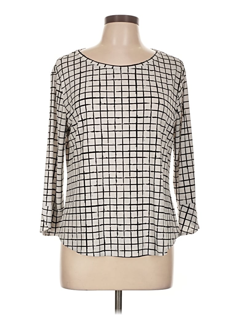 Pre-owned Elle 3/4 Sleeve Blouse In Silver