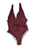 Cupshe 100% Polyester Solid Burgundy One Piece Swimsuit Size M - photo 1