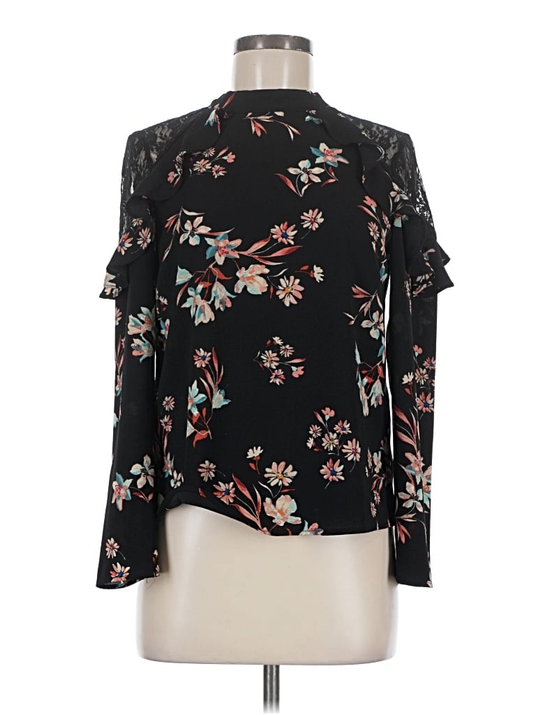 Pre-owned Lily White Long Sleeve Blouse In Black