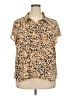CAbi 100% Polyester Animal Print Tan Short Sleeve Blouse Size XXL - photo 1