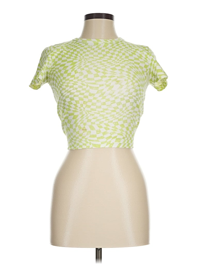 Pre-owned Forever 21 Short Sleeve Top Green High Neck Tops