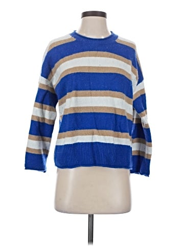 Madewell Striped Belmore Pullover Sweater in Coziest Textured Yarn (view 1)