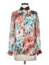 Bellatrix 100% Polyester Print Teal Long Sleeve Blouse Size XS - photo 1