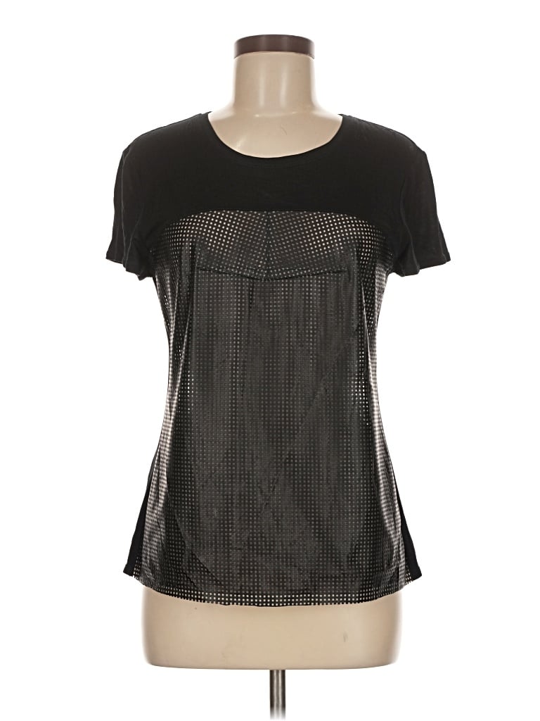 Pre-owned Bcbgmaxazria Short Sleeve Top Black Square Neckline Tops