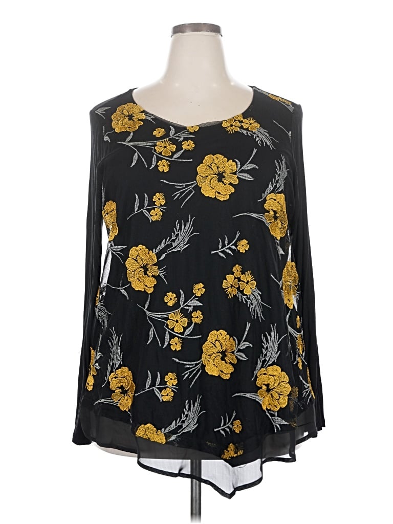Pre-owned Avenue Long Sleeve Blouse In Black