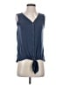 Green Envelope Blue Sleeveless Blouse Size XS - photo 1