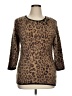 Ethyl Animal Print Brown Pullover Sweater Size XL - photo 1