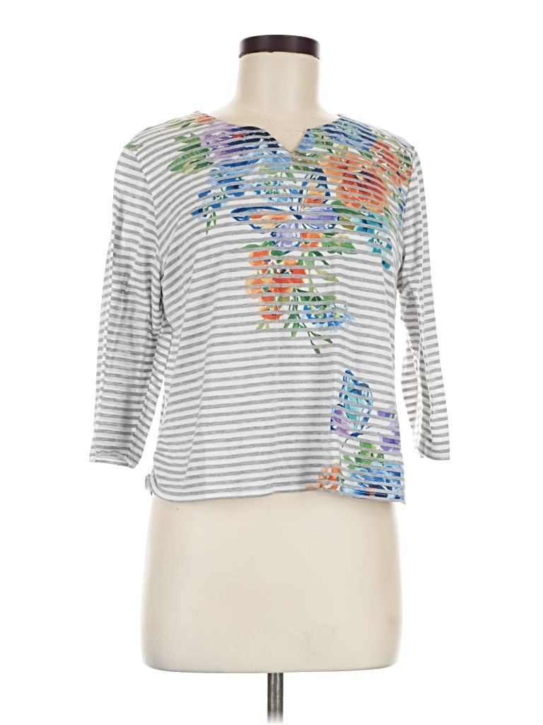 Pre-owned Alfred Dunner 3/4 Sleeve Blouse In Gray