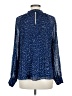 Halogen 100% Polyester Blue Long Sleeve Blouse Size M - photo 2
