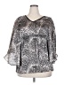 Aggie 100% Polyester Animal Print Silver 3/4 Sleeve Blouse Size 2X - photo 1