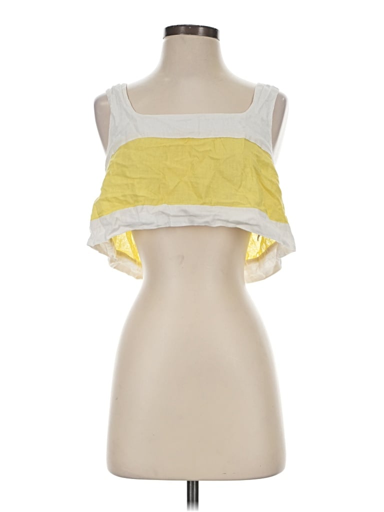 Pre-owned Haute Hippie Sleeveless Top Yellow Strapless Neckline Tops