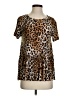 Agnes & Dora Animal Print Brown Short Sleeve Blouse Size S - photo 1