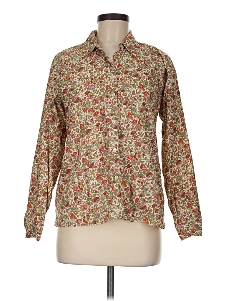 Pre-owned Liz Claiborne Long Sleeve Blouse In Tan