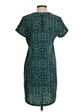 dark green a line dress Dark Green Print A-Line Tea Length Mother Of Bride Dress