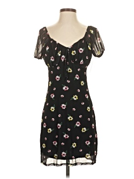 no boundaries black floral dress Black Short Sleeve Floral Printed Tulle Ruffled Prom Dresses main image 0