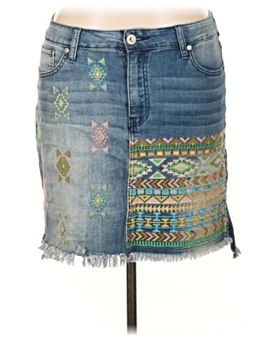 Hydraulic Denim Skirt (view 1)