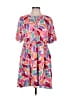 Haptics Print Pink Casual Dress Size L - photo 1