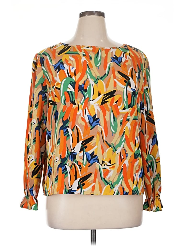 Pre-owned Shein Curve 3/4 Sleeve Blouse In Orange