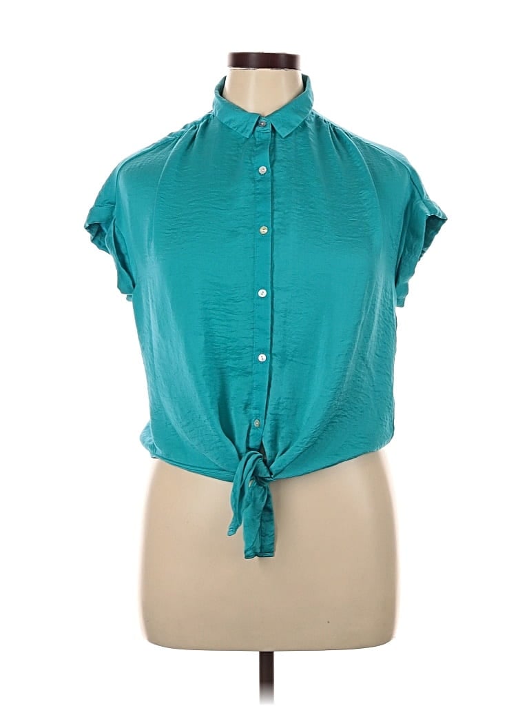 Pre-owned Jane And Delancey Short Sleeve Blouse In Teal