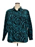 Susan Graver 100% Polyester Animal Print Teal Long Sleeve Blouse Size 2X - photo 1