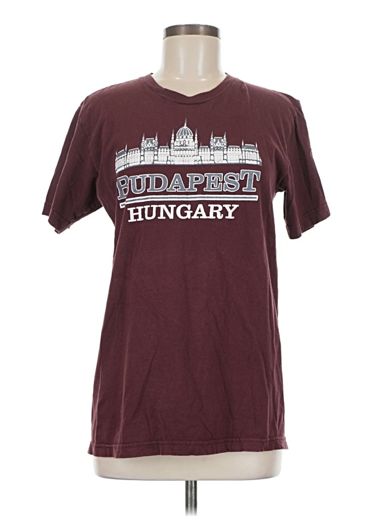 Pre-owned American Apparel Short Sleeve T-shirt In Burgundy