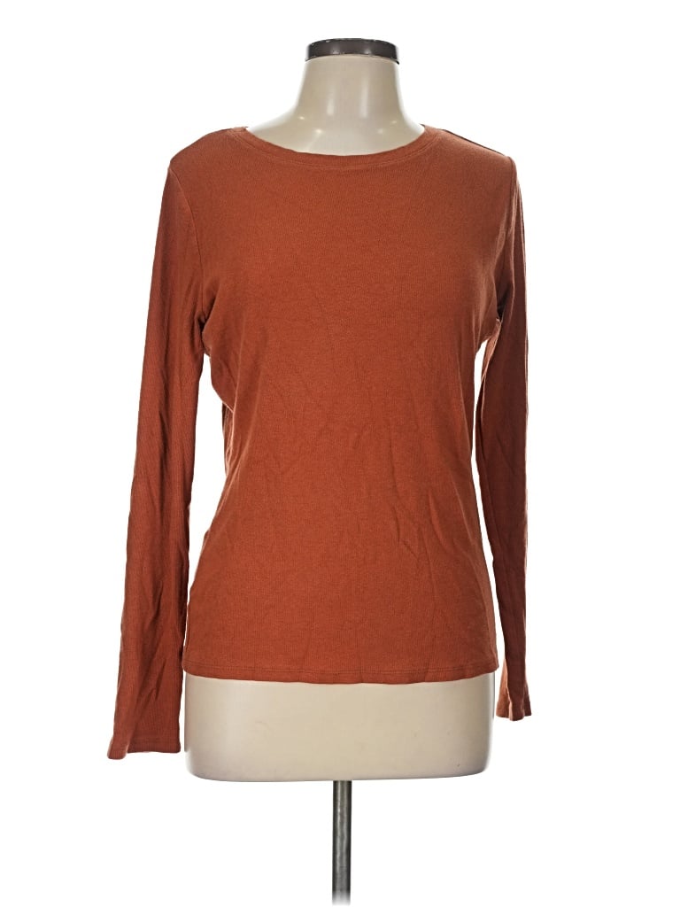Pre-owned Time And Tru Long Sleeve T-shirt In Brown