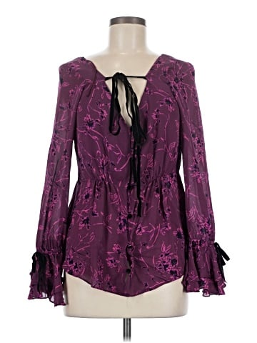Cinq à Sept Long Sleeve Silk Top (view 1)