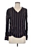 Hinge Stripes Black Long Sleeve Blouse Size M - photo 1