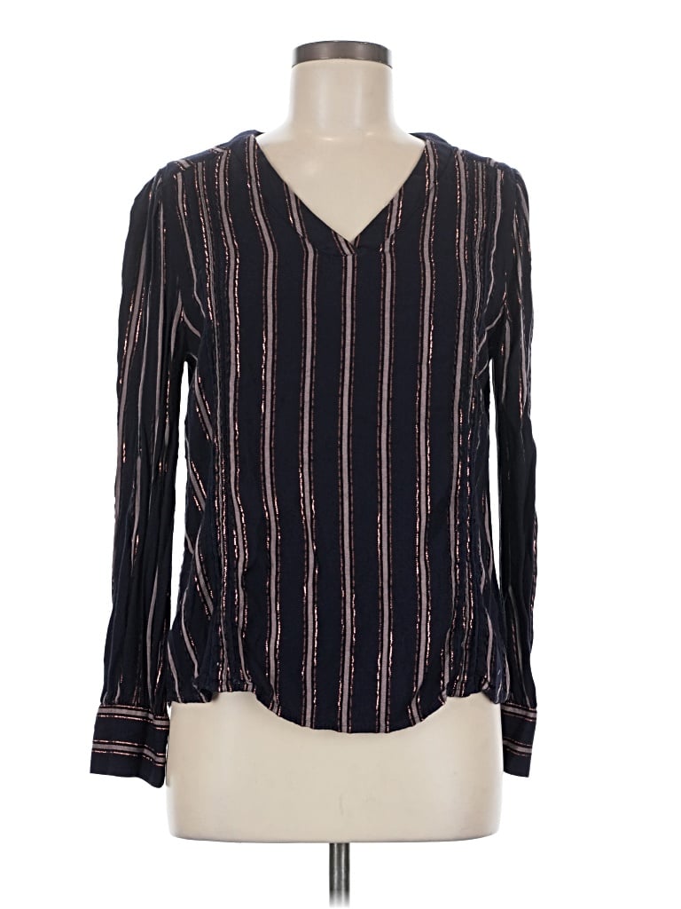 Pre-owned Hinge Long Sleeve Blouse In Black