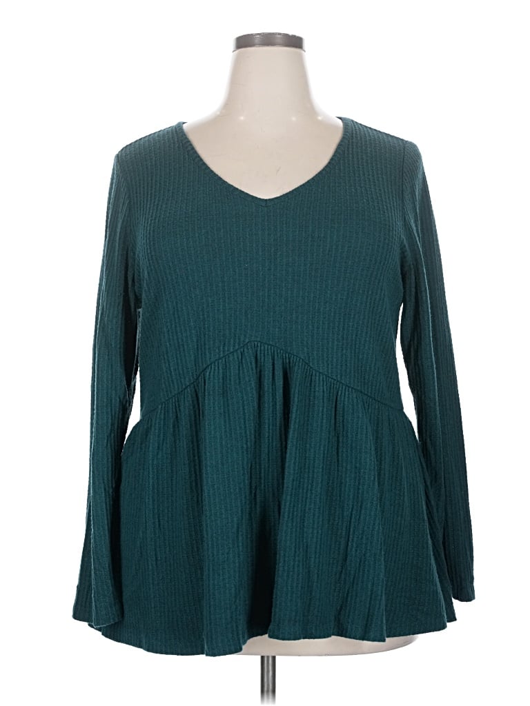 Pre-owned Lane Bryant 3/4 Sleeve T-shirt In Teal