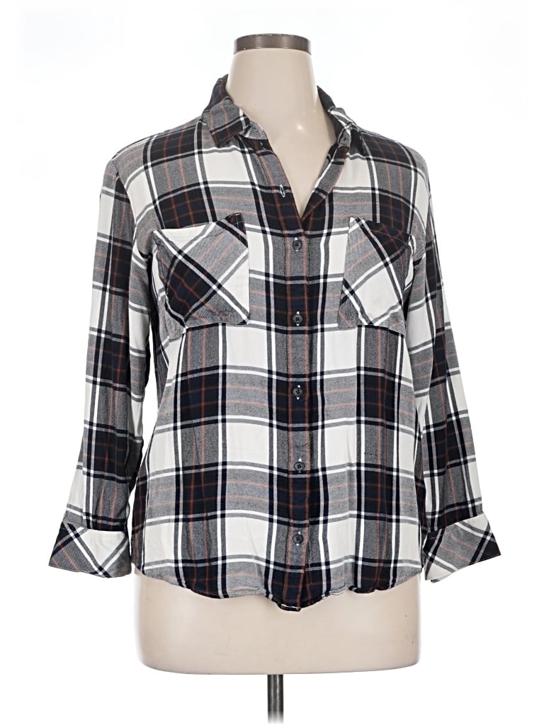 Pre-owned Sanctuary 3/4 Sleeve Button Down Shirt In Silver