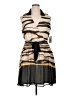 DKNY 100% Polyester Stripes Tan Cocktail Dress Size 14 - photo 1