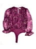 Dee Elly 100% Polyester Purple 3/4 Sleeve Blouse Size M - photo 1