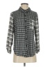 Above and Beyond Checkered-gingham Gray Long Sleeve Blouse Size S - photo 1