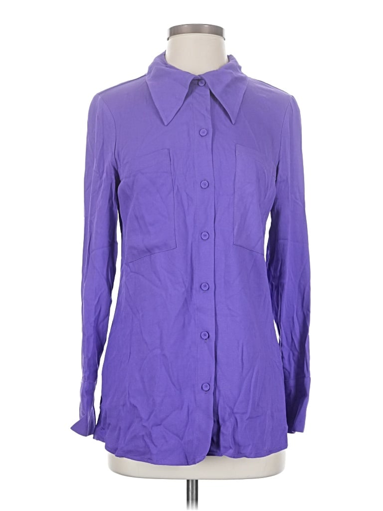 Pre-owned Mng Long Sleeve Blouse In Purple