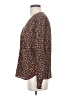 Amour Vert 100% Silk Animal Print Brown Long Sleeve Silk Top Size S - photo 5