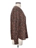 Amour Vert 100% Silk Animal Print Brown Long Sleeve Silk Top Size S - photo 4