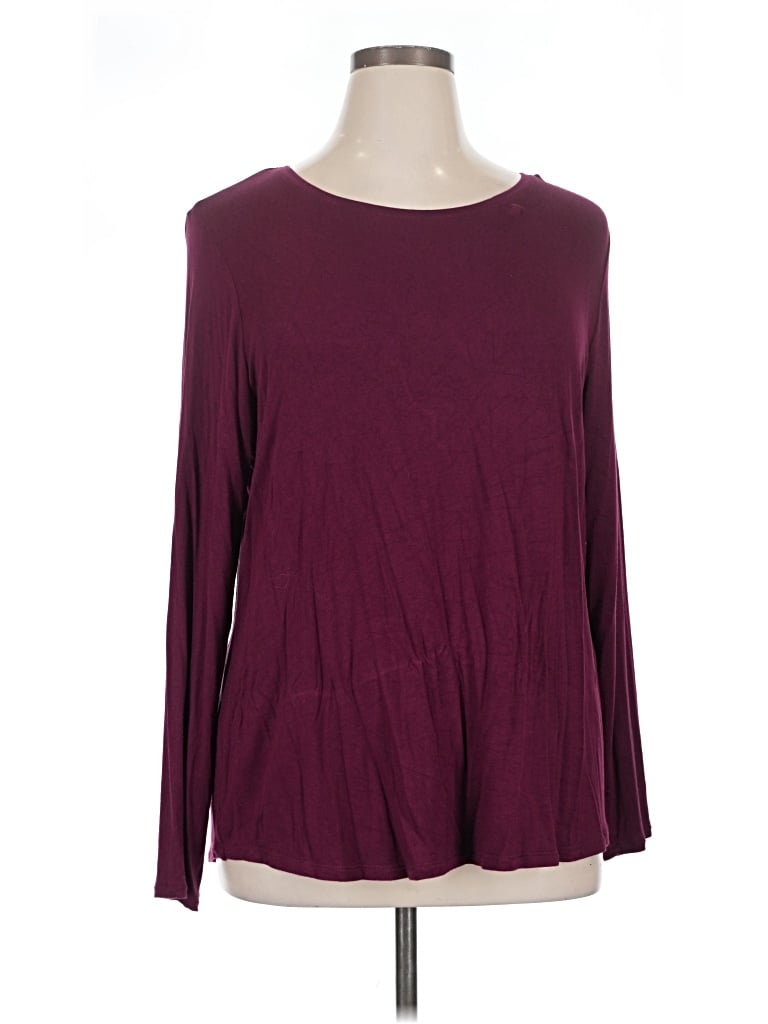 Pre-owned Apt. 9 Long Sleeve Top Burgundy Boatneck Tops