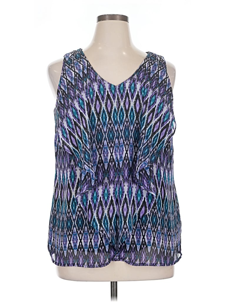 Pre-owned Ab Studio Sleeveless Blouse In Blue