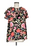 Unbranded 100% Polyester Floral Black Short Sleeve Blouse Size M - photo 1