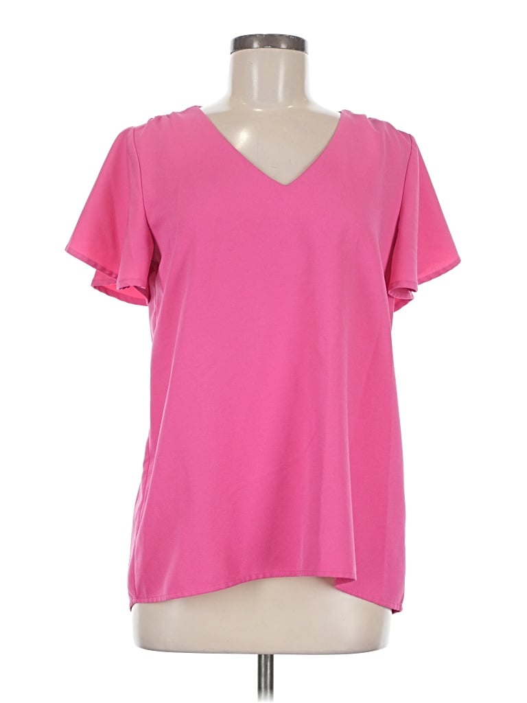 Pre-owned Zenana Short Sleeve Blouse In Pink
