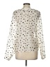 Ann Taylor LOFT Polka Dots Ivory Long Sleeve Blouse Size L - photo 2
