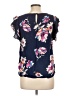 Saint Tropez West 100% Rayon Blue Short Sleeve Blouse Size L - photo 2