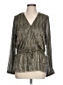 Vince Camuto Metallic Silver Long Sleeve Blouse Size L - photo 1