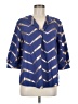 Shein Chevron-herringbone Blue 3/4 Sleeve Blouse Size M - photo 1