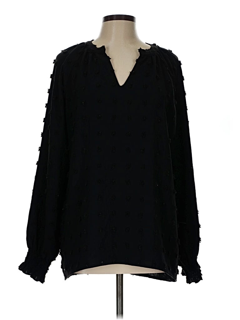 Pre-owned Zesica Long Sleeve Blouse In Black