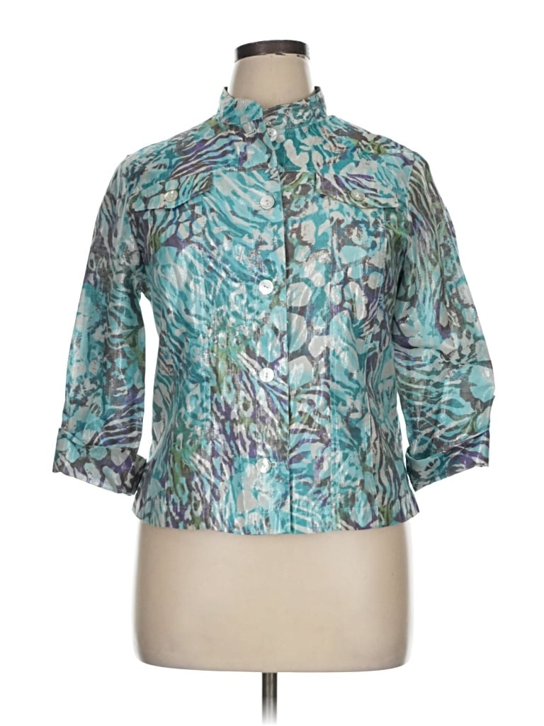 Pre-owned Ruby Rd. 3/4 Sleeve Blouse In Teal